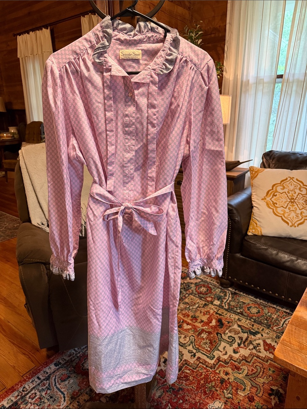 Vintage 1970’s Schrader Sport Pink Patterned Button-Up Dress